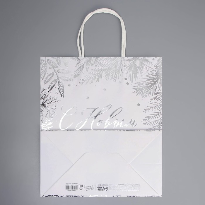 Пакет подарочный новогодний крафтовый «Серебро», 22 х 25 х 12 см, Новый год Пакет подарочный новогодний крафтовый «Серебро», 22 х 25 х 12 см, Новый год
