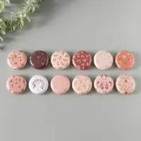 Шкатулка металл круглая "Рисунки на бежевом" набор 12 шт 6,8х6,8х1,7 см