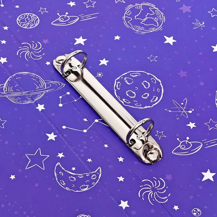 Папка-портфолио А4 &laquo;Астронавт&raquo;, Calligrata TOP, твердая обложка, на кольцах, молния вокруг, для школьника, 1 файл, 8 вкладышей