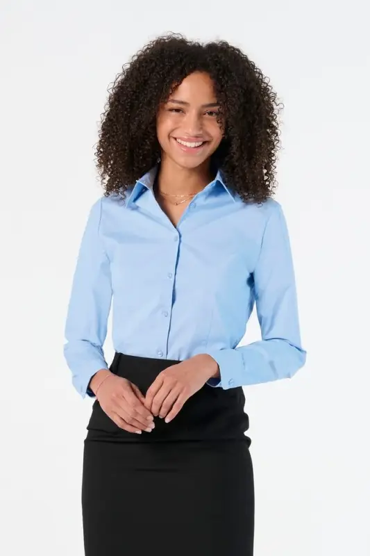 Рубашка женская с длинным рукавом Eden 140 голубая, размер XS