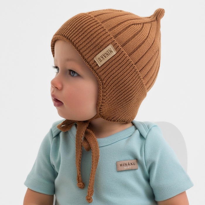 Шапка детская MINAKU р-р 44-46, цвет коричневый Шапка детская MINAKU р-р 44-46, цвет коричневый