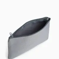 Косметичка-пенал на молнии, плоская, маленькая, однотонная, серая