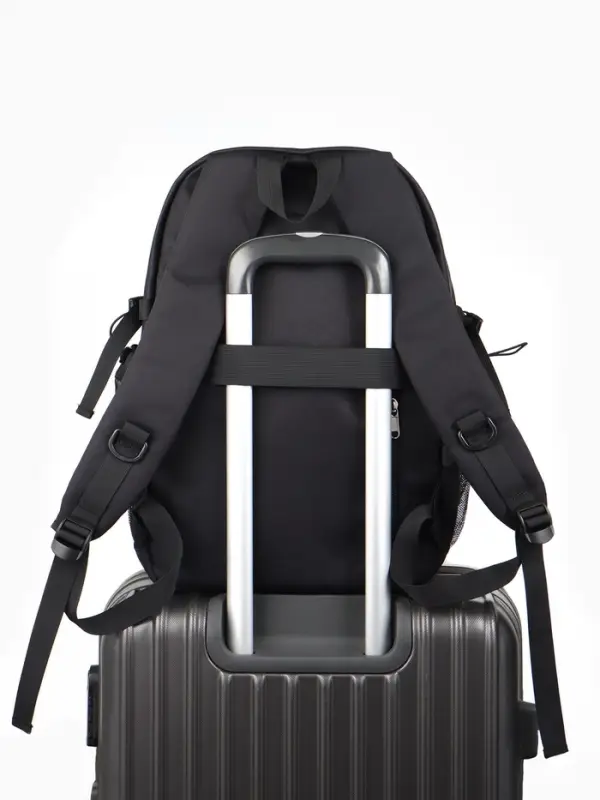 Рюкзак школьный, однотонный, 2 отделения, 5 карманов, 30&times;14&times;45 см, чёрный