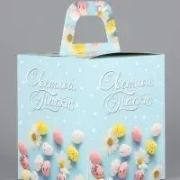 Коробка подарочная пасхальная с окном «Небесная голубая» 15×15×18 см Коробка подарочная пасхальная с окном «Небесная голубая» 15×15×18 см