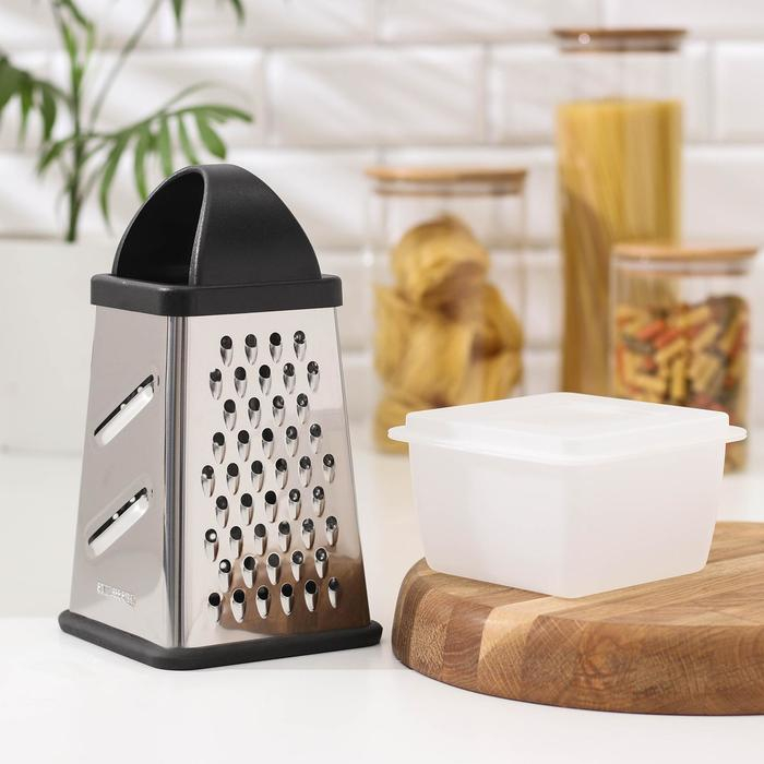 Тёрка с контейнером «Синтай», 13×13,5×24 см, цвет ручки чёрный Тёрка с контейнером «Синтай», 13×13,5×24 см, цвет ручки чёрный