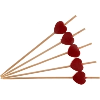 Пика Сердечко Красное 12 см БАМБУК 100 шт/уп