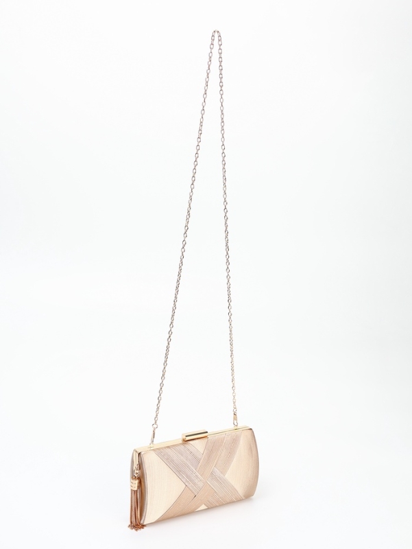 Сумка-клатч на фермуаре, цвет бежевый
