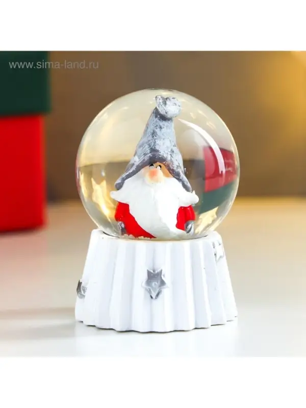 Снежный шар новогодний стеклянный «Дед Мороз в колпаке войлочном», d=4.5 см, 6×4.5×4.5 см Снежный шар новогодний стеклянный «Дед Мороз в колпаке войлочном», d=4.5 см, 6×4.5×4.5 см