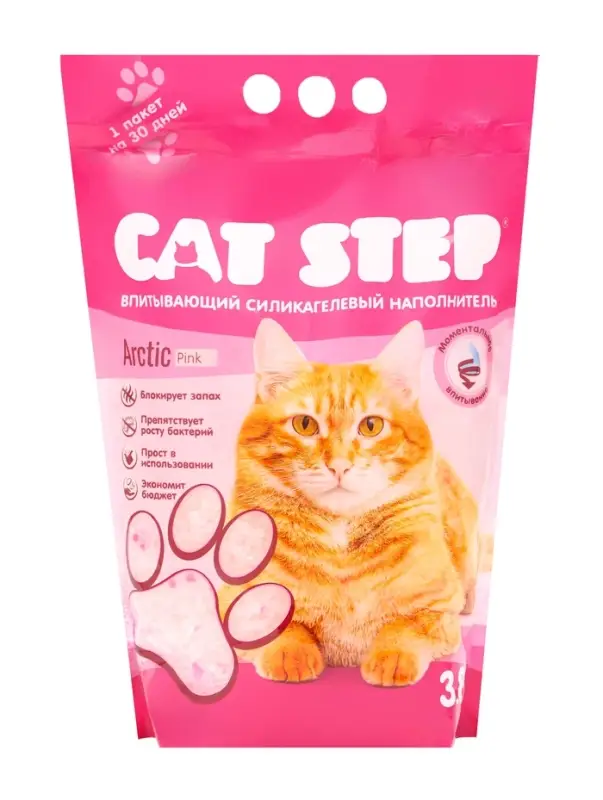 Наполнитель впитывающий силикагелевый CAT STEP Arctic Pink, 3,8 л Наполнитель впитывающий силикагелевый CAT STEP Arctic Pink, 3,8 л