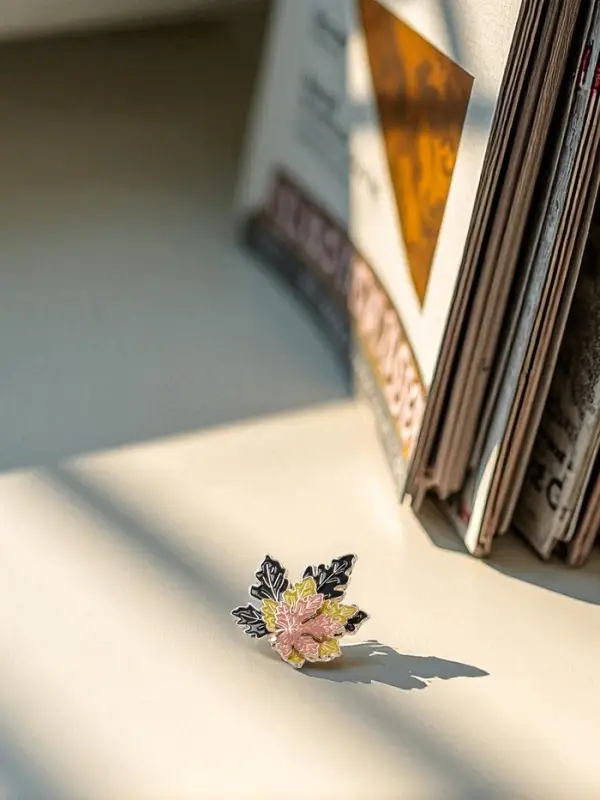 Брошь &laquo;Листья&raquo;, три кленовых, цветная в золоте