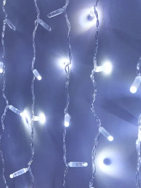 Гирлянда &laquo;Занавес&raquo; 2&times;1.5 м, IP65, УМС, прозрачная нить, 300 LED, свечение белое, мерцание, 220 В