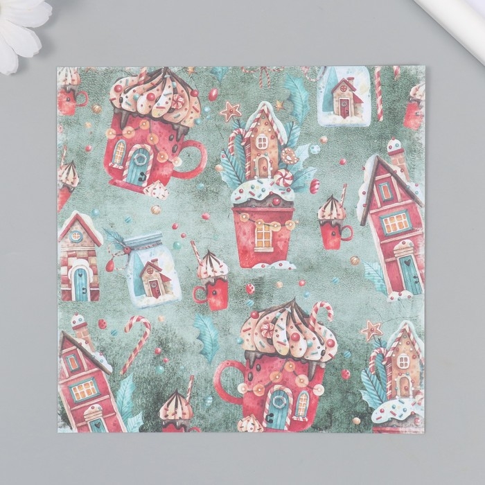 Набор бумаги для скрапбукинга 24 листа 12 дизайнов Набор бумаги для скрапбукинга 24 листа 12 дизайнов "Рождество" 160 гр 15,2х15,2 см