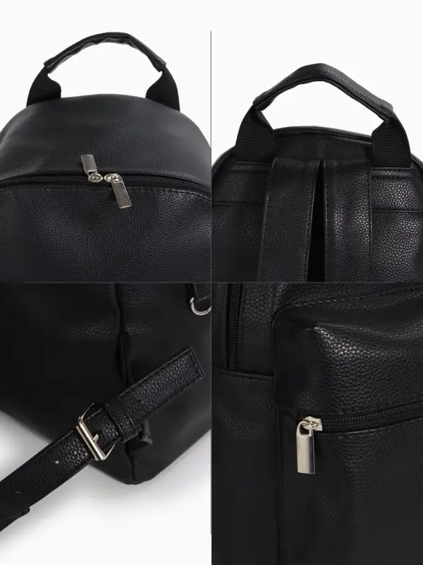 Рюкзак городской TEXTURA на молнии с карманом, размер 30&times;17&times;42 см, чёрный