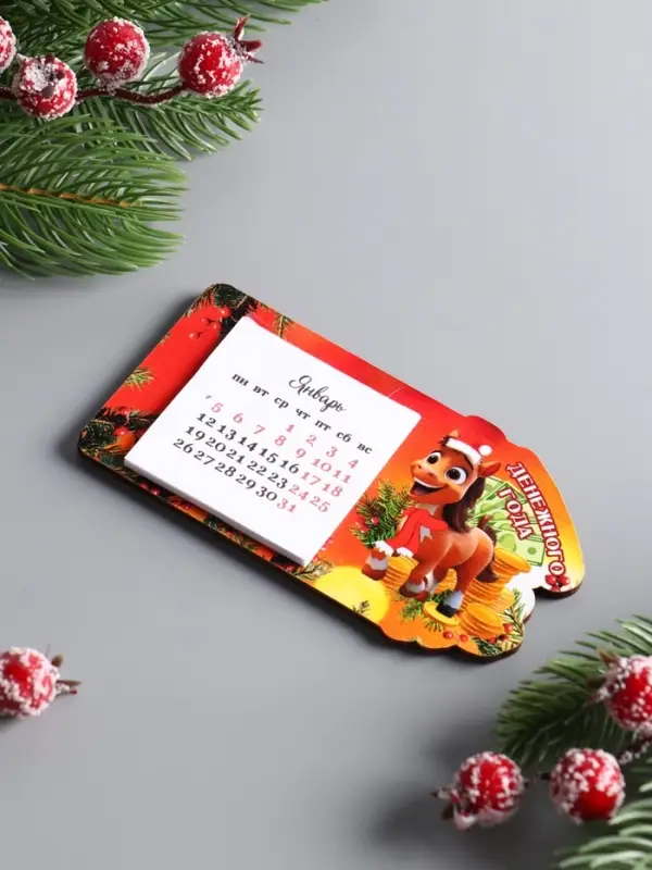 Набор новогодних магнитов с календарём «Новый год 2026», 4 шт., размер магнита 6×11 см