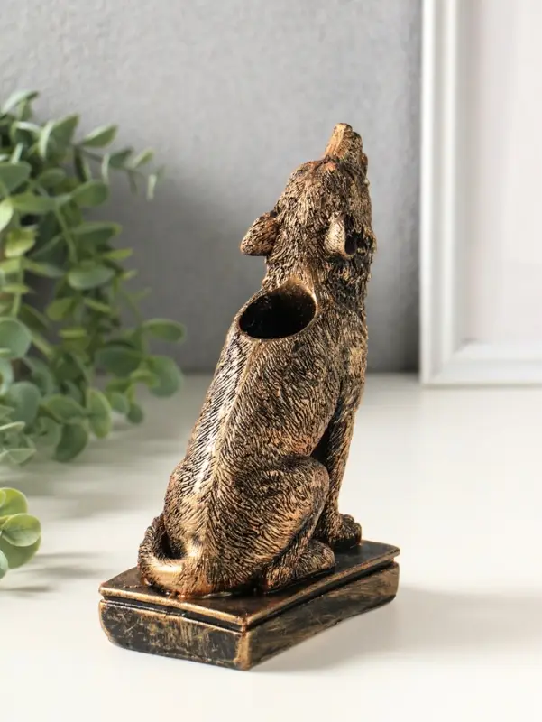 Подсвечник на 1 свечу &laquo;Волк&raquo;, 18&times;12&times;6 см, под бронзу