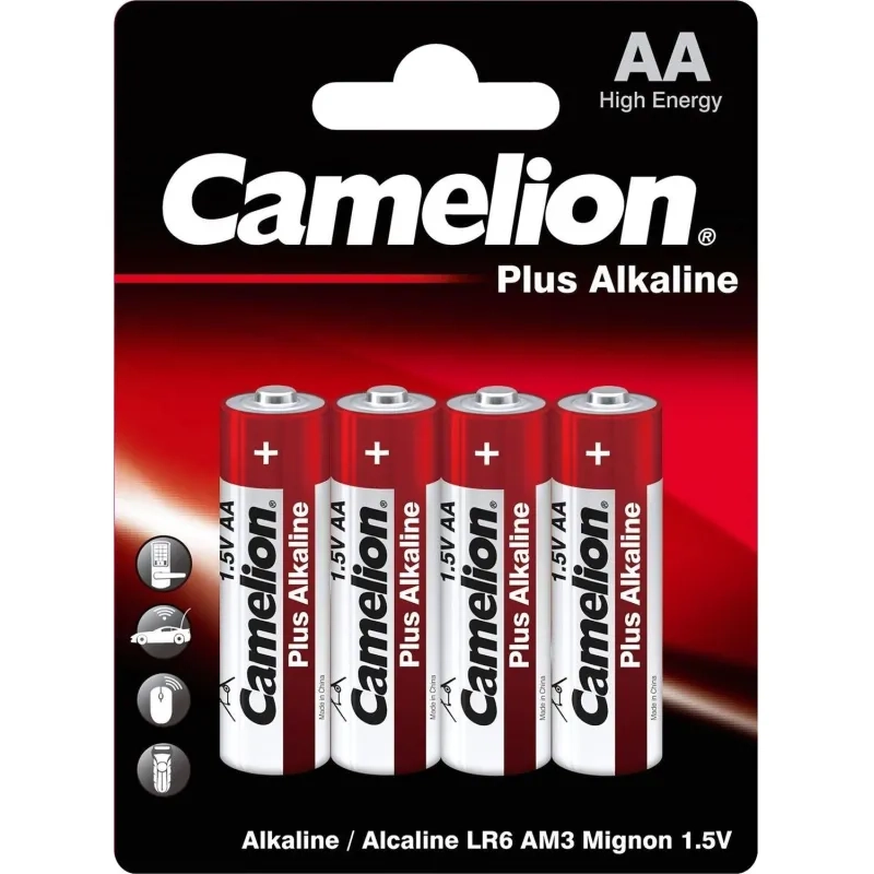 Батарейка Camelion AA/LR 6 Plus Alkaline BL-4 (LR 6-BP4, 1.5В)(4 шт в уп.)