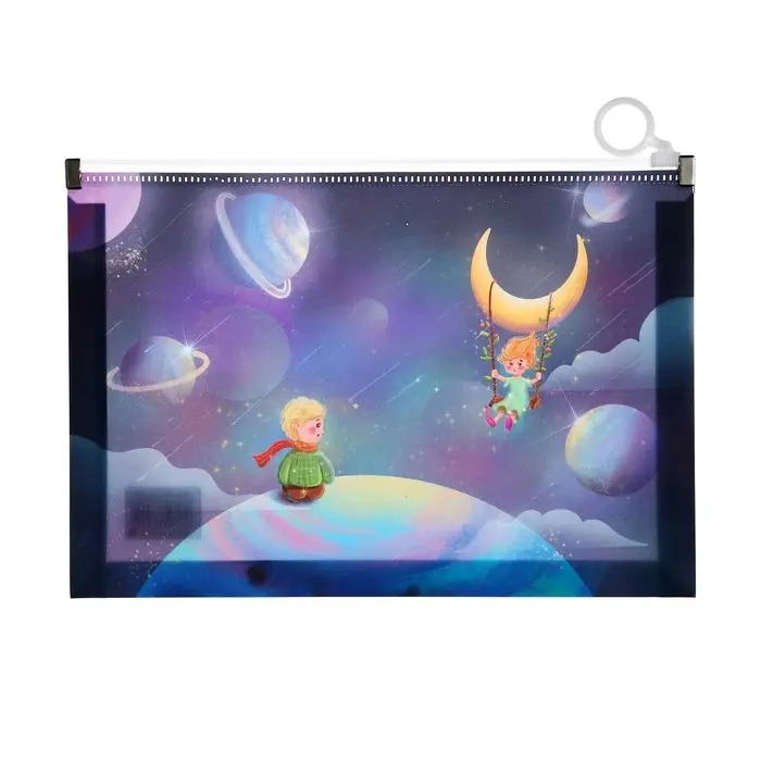 Папка-конверт на молнии формат А5, 180мкр, с рисунком Папка-конверт на молнии формат А5, 180мкр, с рисунком "Космос", МИКС