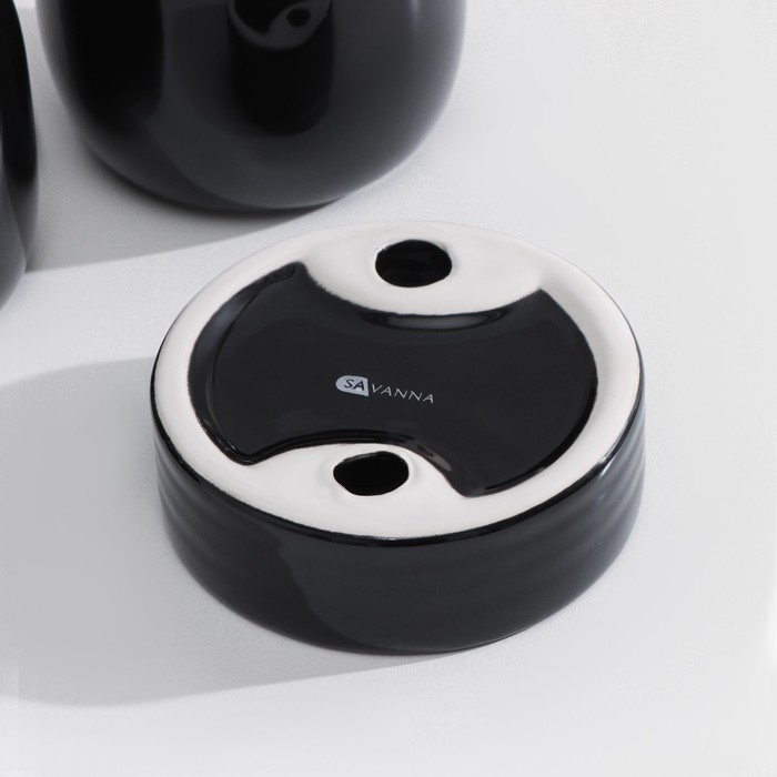 Набор аксессуаров для ванной комнаты SAVANNA Monro, 4 предмета (мыльница, дозатор для мыла 450 мл, стакан, баночка), цвет чёрный Набор аксессуаров для ванной комнаты SAVANNA Monro, 4 предмета (мыльница, дозатор для мыла 450 мл, стакан, баночка), цвет чёрный