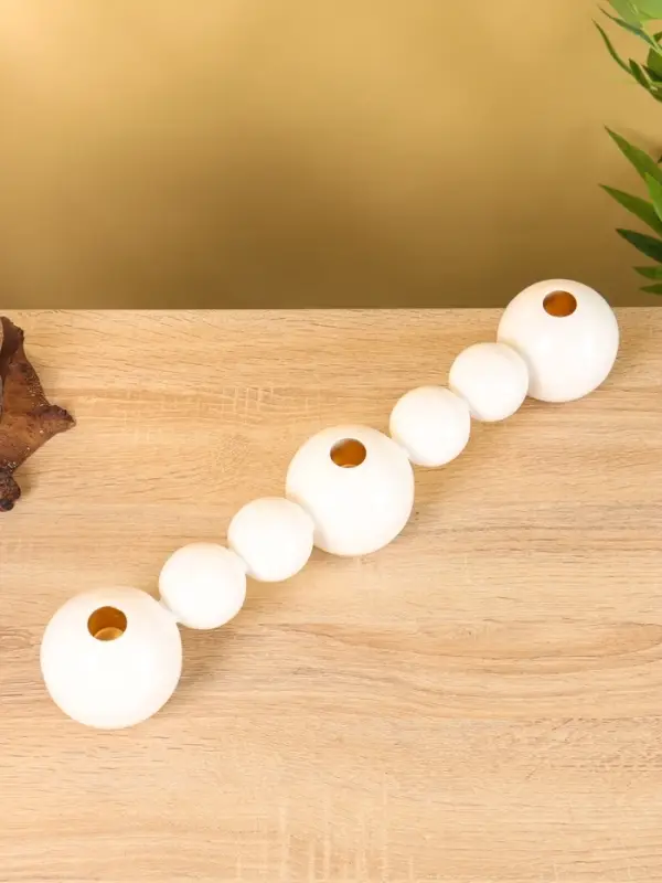 Подсвечник на 3 свечи «Бусы», с 7 сферами, 45×8×8 см, белый Подсвечник на 3 свечи «Бусы», с 7 сферами, 45×8×8 см, белый