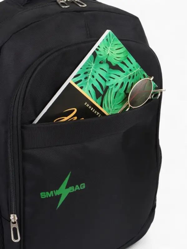 Рюкзак молодёжный на молниях, 4 кармана, 35&times;18&times;50 см, чёрный