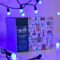 Гирлянда &laquo;Нить&raquo; 10 м с насадками &laquo;Шарики 1.5 см&raquo;, IP44, тёмная нить, 100 LED, свечение синее, 8 режимов, 220 В