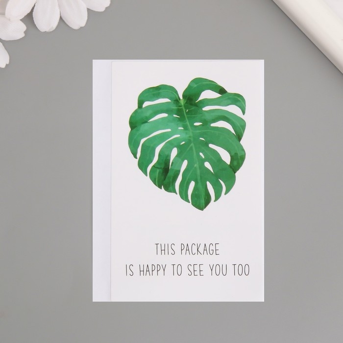 Наклейка бумага благодарность Наклейка бумага благодарность "Лист монстеры" набор 50 шт 8х5 см