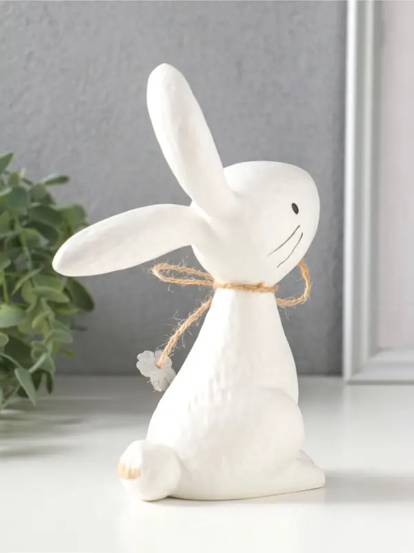 Сувенир керамика "Зайчик с сухоцветами и бантом" 11,9х6,4х16,6 см