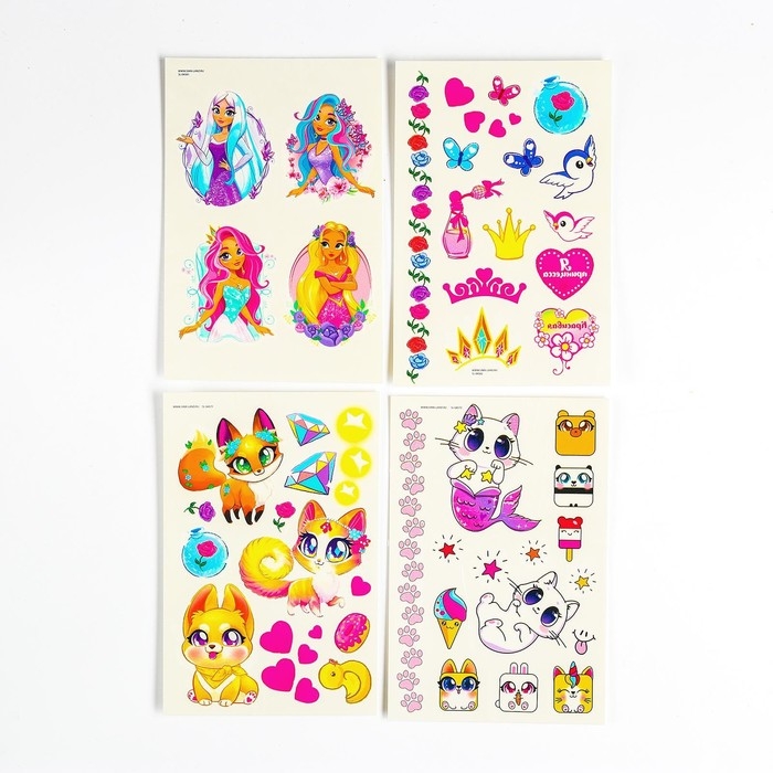 Детские переводки-татуировки на тело «Кошечка» набор 4 шт.