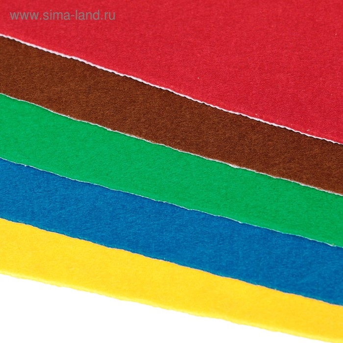 Фетр цветной мягкий самоклеящийся A4 deVENTE. Фетр цветной мягкий самоклеящийся A4 deVENTE. "Яркие цвета" 5 цветов, 5 листов, толщина 2 мм