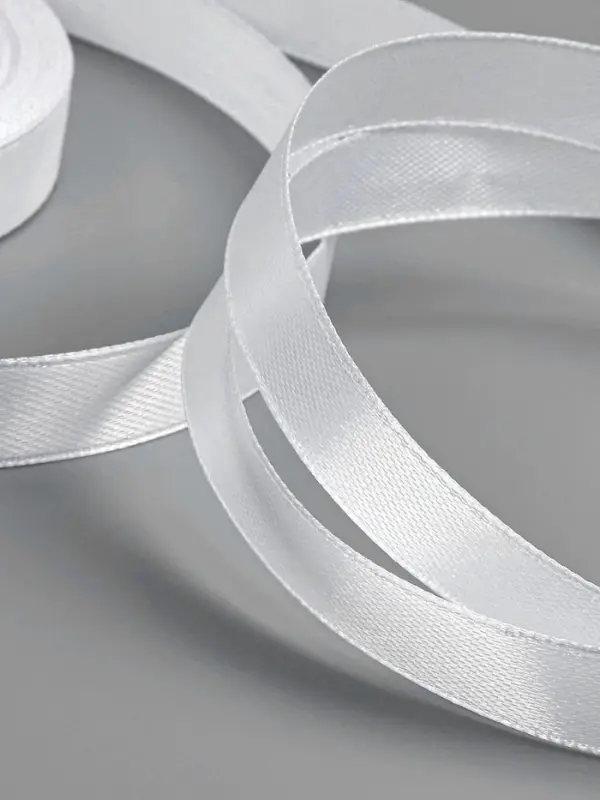 Лента атласная, 12 мм × 23 ± 1 м, цвет белый №01 Лента атласная, 12 мм × 23 ± 1 м, цвет белый №01