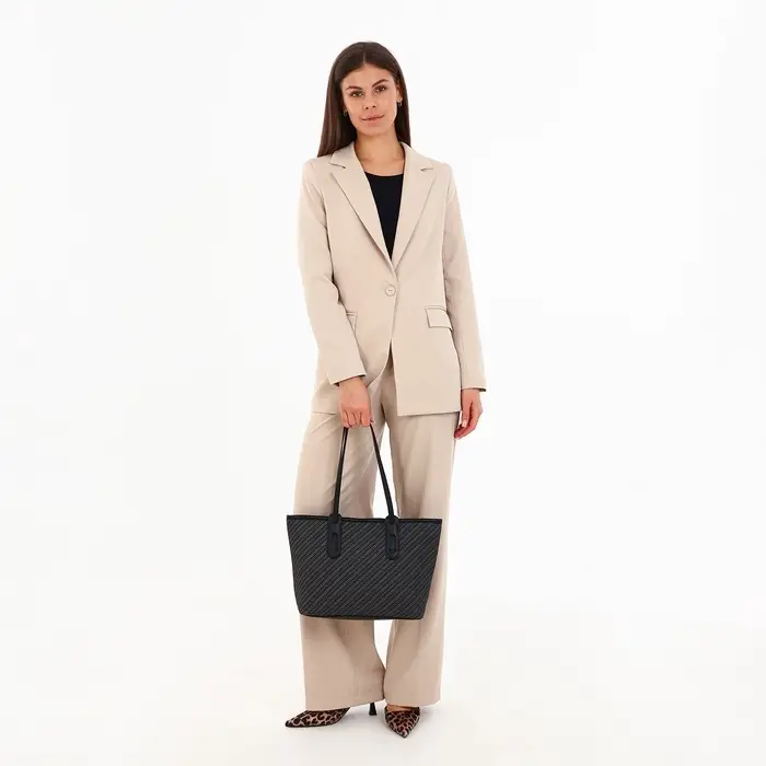 Сумка женская тоут на молнии, 30&times;11&times;25 см, чёрная