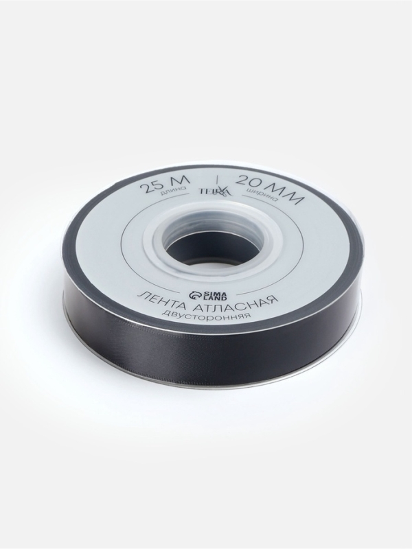 Лента атласная двухсторонняя №0030 20мм*25±1м чёрный TR Лента атласная двухсторонняя №0030 20мм*25±1м чёрный TR