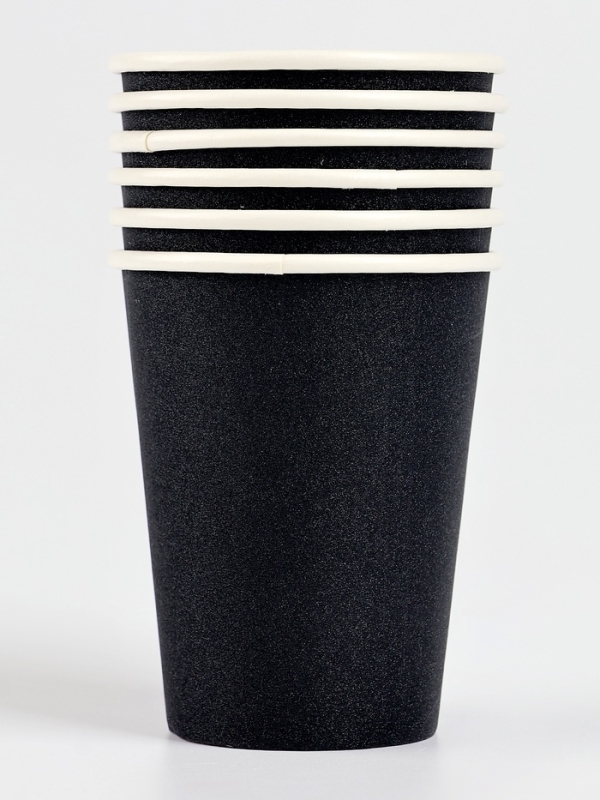 Набор бумажной посуды, цвет чёрный, набор 12 шт. Набор бумажной посуды, цвет чёрный, набор 12 шт.