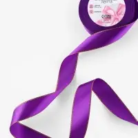 Лента атласная, с золотым люрексом, 25 мм, 23&plusmn;1 м, фиолетовая, №35