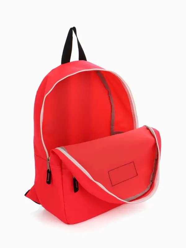 Рюкзак молодёжный на молнии, с карманом, однотонный, 29&times;12&times;39 см, красный