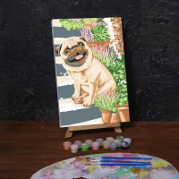 Картина по номерам на холсте с подрамником «Мопс» 20х30 см Картина по номерам на холсте с подрамником «Мопс» 20х30 см