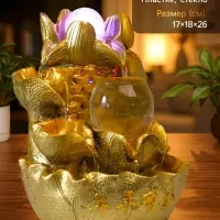 Фонтан настольный с подсветкой &laquo;Золотой карп и лотосы&raquo;, от сети, золото, 26&times;18&times;17 см