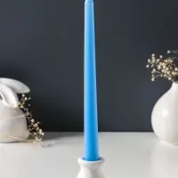 Набор свечей античных 25 см, 2 шт., 58 г, 7 ч, пастельно-голубой