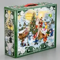Подарочная новогодняя коробка "Чудо-тройка" в красном 29×9×25 см
