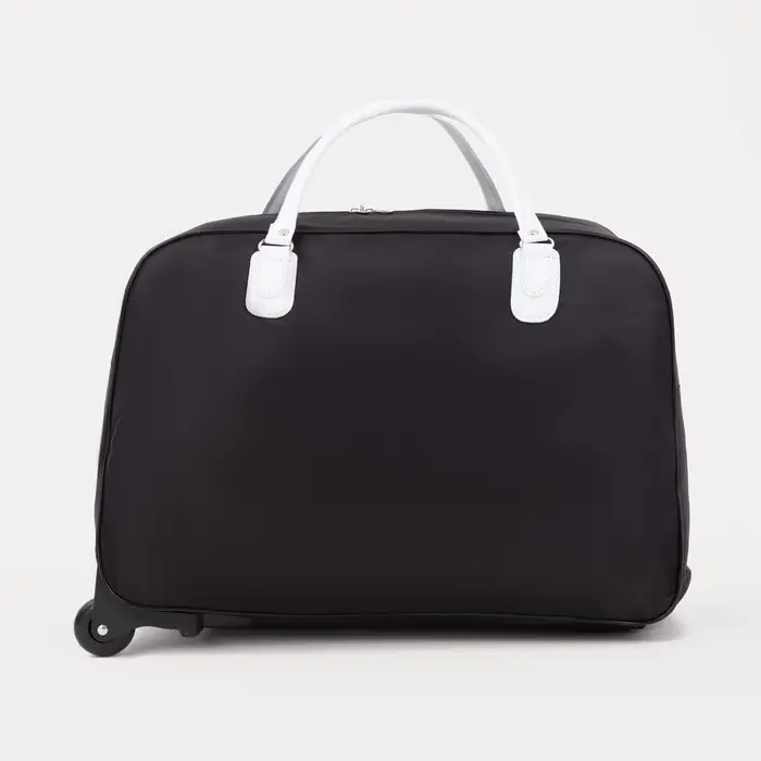 Сумка дорожная 20" на 2 колёсах, отдел на молнии, наружный карман, чёрная