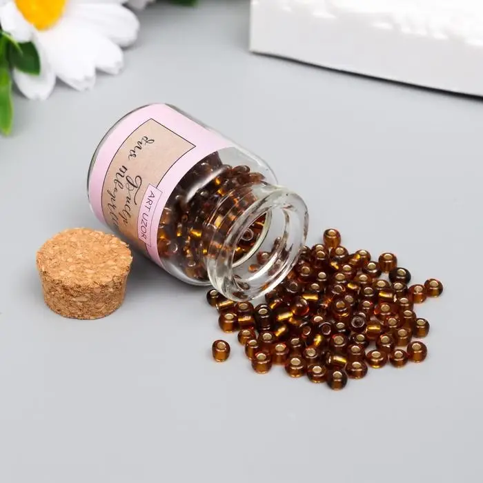 Бисер круглый 6/0 в бутылочке  Бисер круглый 6/0 в бутылочке "Золотисто-коричневый" прозрачно-цветной 20 гр