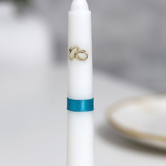 Набор свадебных свечей  Набор свадебных свечей "Совет да любовь с розой"бирюзовый:родительские 1,8х15см;очаг 5х9,5см