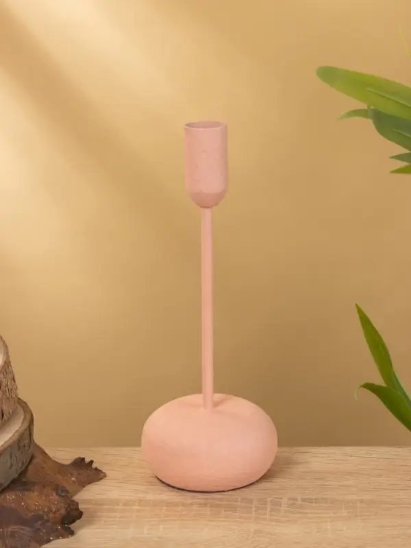 Подсвечник на 1 свечу текстурный  Подсвечник на 1 свечу текстурный "Пудровый розовый" 8х8х20 см