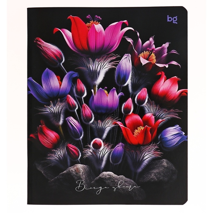 Тетрадь 40 листов, в линейку, на скобе "Цветы", обложка мелованный картон, МИКС