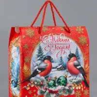 Коробка подарочная складная "Снегири" 23 х 10 х 23 см Коробка подарочная складная "Снегири" 23 х 10 х 23 см