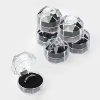 Набор футляров пластиковых 6 шт. под кольцо "Шарик", 4*4*4,5, вставка чёрная (645993)