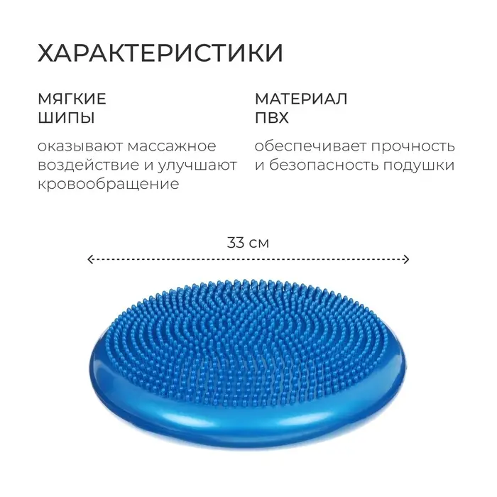 Подушка балансировочная ONLYTOP, массажная, d=35 см, синяя