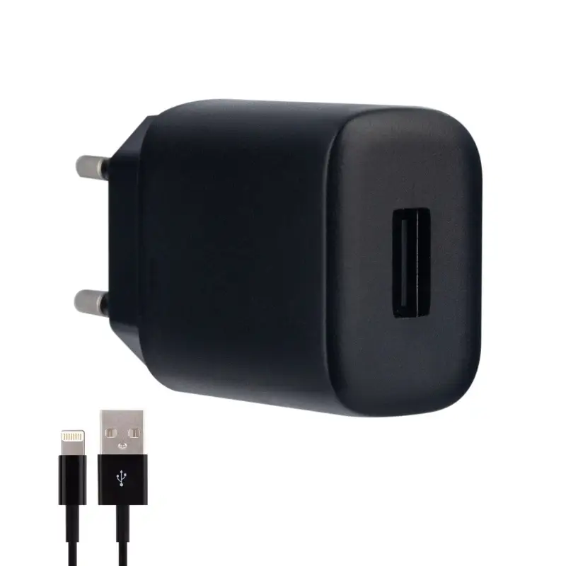 Сетевое зарядное устройство с кабелем USB на Lightning 2.4A C134A HOCO черное