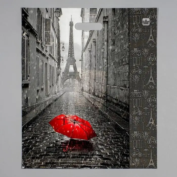 Пакет «Мой Париж», полиэтиленовый с вырубной ручкой, 38×45 см, 60 мкм Пакет «Мой Париж», полиэтиленовый с вырубной ручкой, 38×45 см, 60 мкм