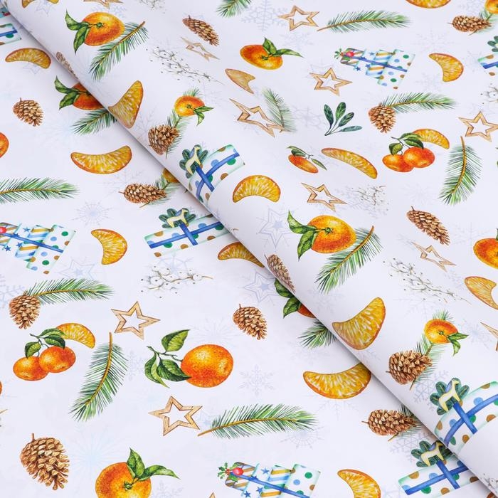 Новый год. Бумага упаковочная глянцевая  Новый год. Бумага упаковочная глянцевая "Новогоднее настроение", 70 х 100 см,1 лист